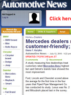 Automotive News Mercedes dealers ranked most customer-friendly; Ford, Chevy gain