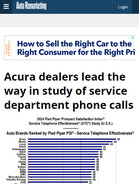 Auto Remarketing Acura dealers lead the way in study of service department phone calls