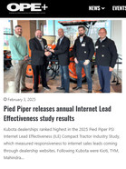 OPE Magazine Pied Piper releases annual Internet Lead Effectiveness study results