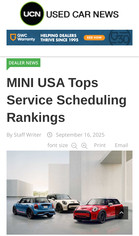 USED CAR NEWS MINI USA Tops Service Scheduling Rankings