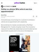 Yahoo Autos Online vs. Phone: Who Wins in Service Appointments?