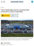 Automotive News Chevy dealerships tops for consistent look across all U.S. stores, study finds