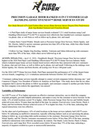 Press Release: PRECISION GARAGE DOOR RANKED #1 IN CUSTOMER LEAD HANDLING EFFECTIVENESS™ HOME SERVICES STUDY 
